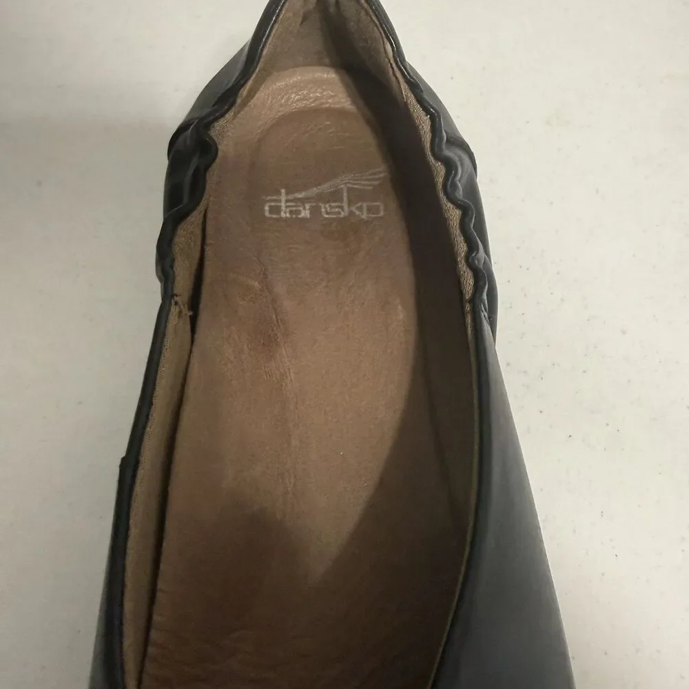 Dansko Kira Flats Size 37EU 6.5 Black  Leather Ballet Shoes Slip On Comfort